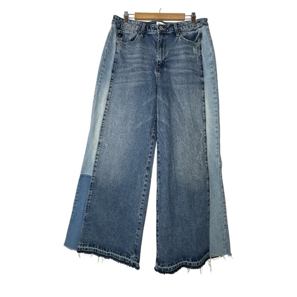 KanCan Denim - KanCan Two-Tone Blue Wide Leg Flare Jeans